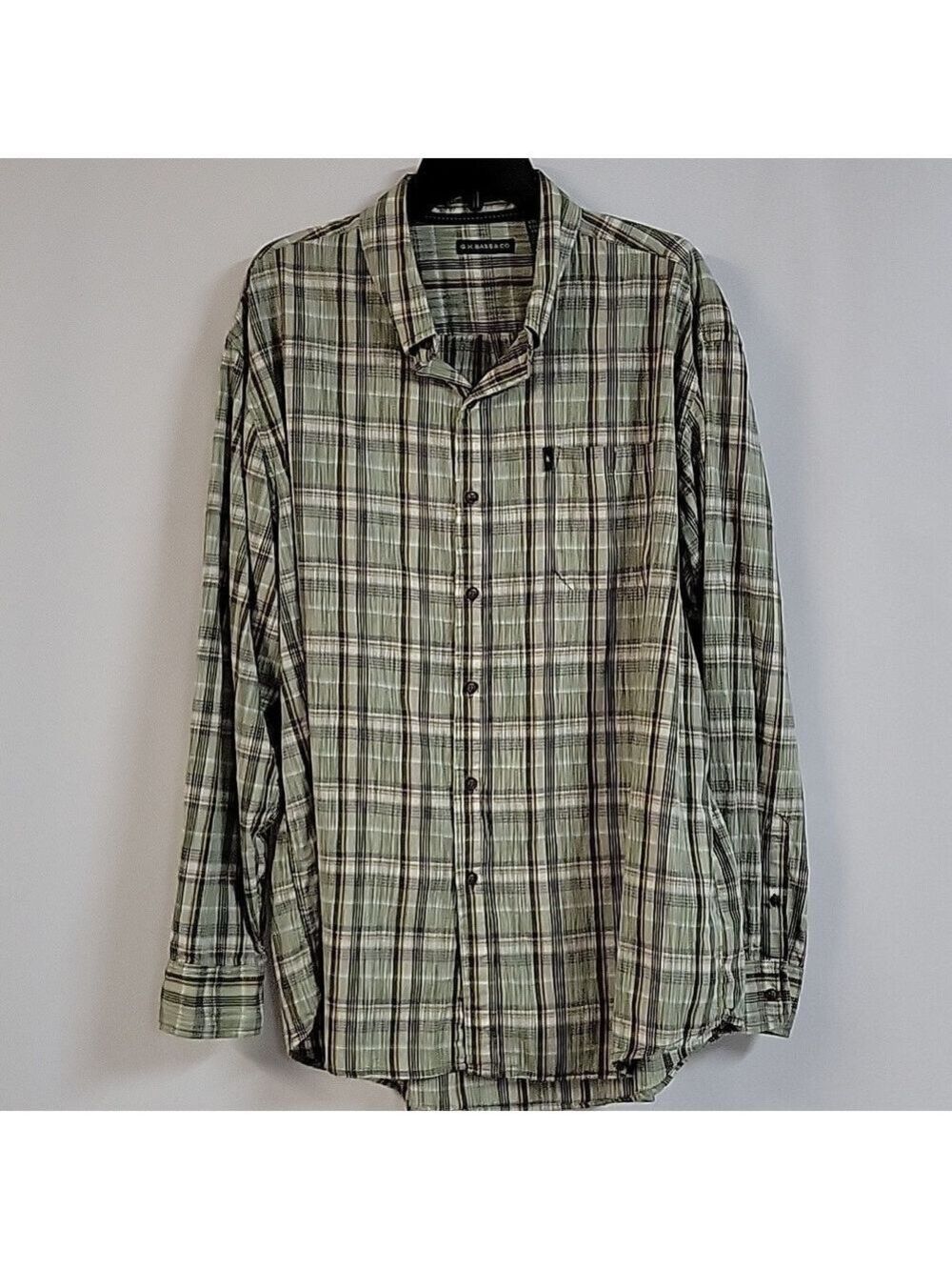 G. H. Bass & Co. Men's Green/Cream Plaid Patterened Shirt, Size XXL